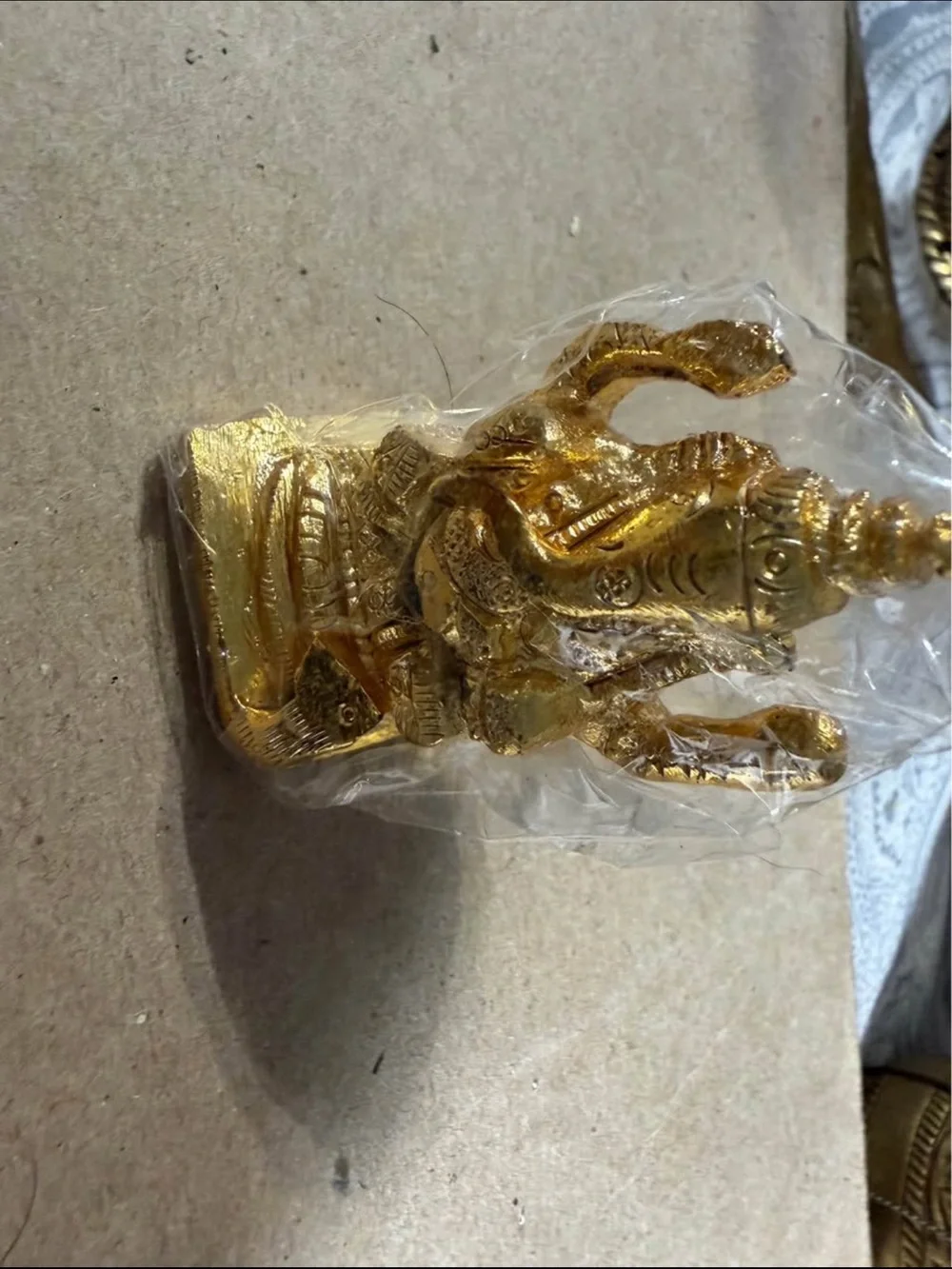 Golden ganesh Statue - new in package small size metal